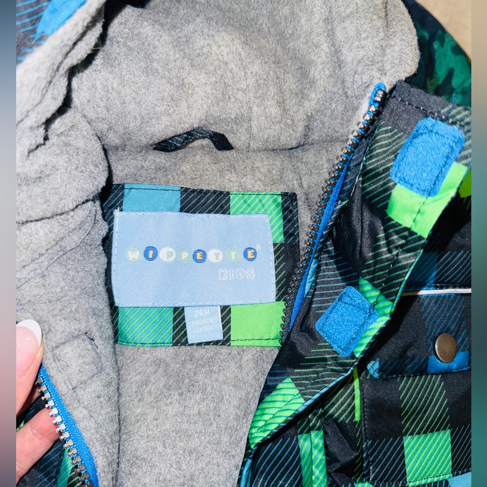 Wippette Kids Blue and Green Plaid Jacket - Picture 2 of 3